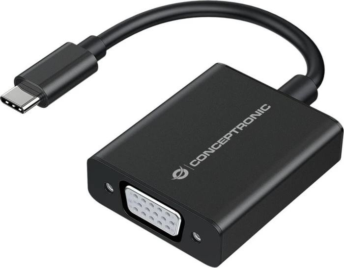 Conceptronic ABBY05B USB-C 3.0 zu VGA Adapter, USB-C [Stecker] auf VGA [Buchse], Adapterkabel, 10cm