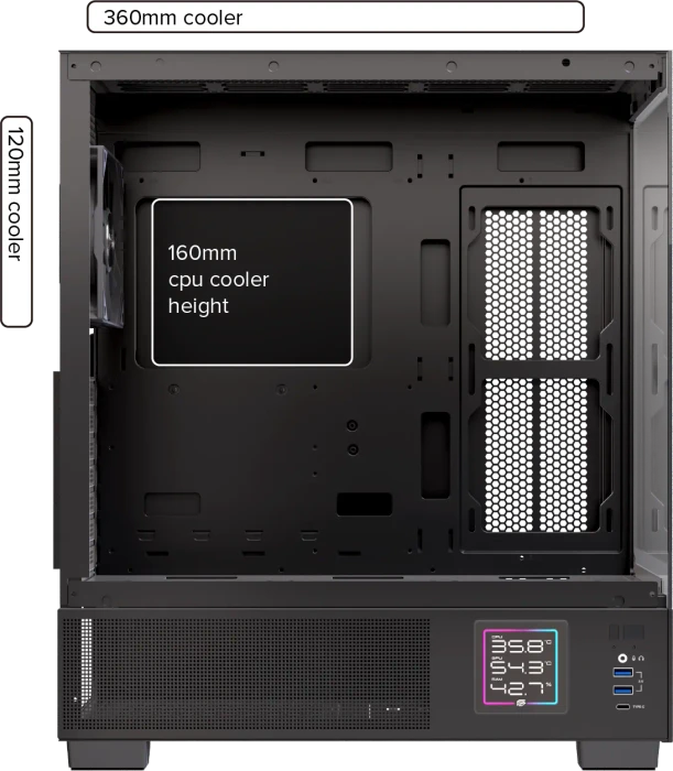 Einarex Prisma S501D RGB Black, schwarz, Glasfenster