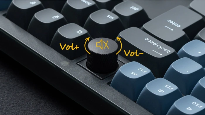 Keychron V6 Knob Version, OSA Profil, LEDs RGB, hot-swap, Frosted Black, Keychron K Pro RED, USB & USB-A, DE