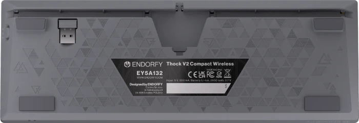 Endorfy Thock V2 Compact Wireless, PBT, grau, LEDs RGB, hot-swap, Endorfy YELLOW, USB/Bluetooth, US