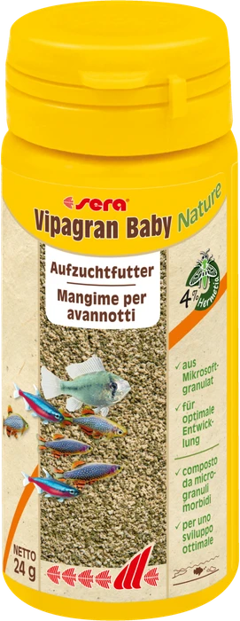 sera Vipagran Baby Nature Mikrosoftgranulat für Jungfische, Aufzuchtfutter, 24g, 50ml