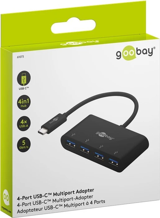 Wentronic goobay 4-Port USB-Hub, 4x USB-A 3.0, USB-C 3.0 [Stecker]