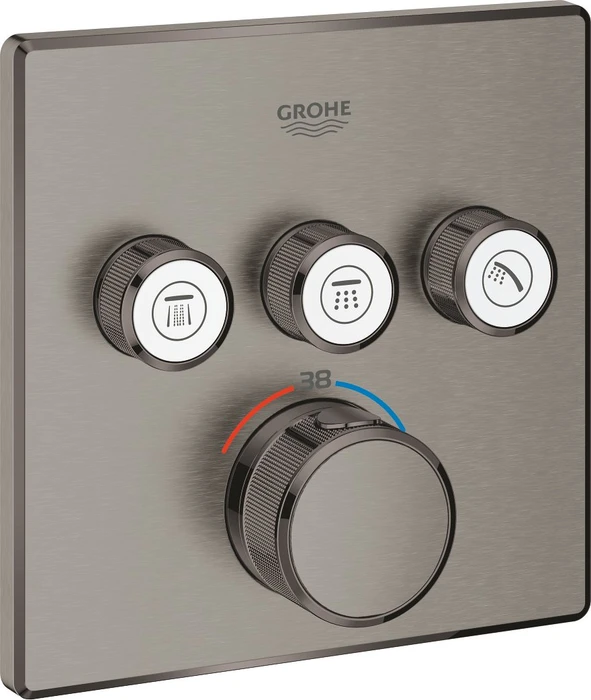 Grohe Grohtherm SmartControl Thermostat mit 3 Ventilen hard graphite gebürstet