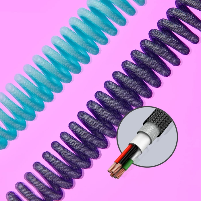 HP HyperX Coiled Cable USB-C auf USB-A, Tastaturkabel (Spiral-Textilkabel), 1.22m, rot/schwarz