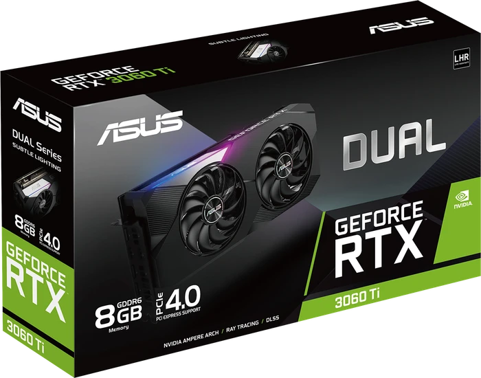 ASUS Dual GeForce RTX 3060 Ti V2 (LHR), DUAL-RTX3060TI-8G-V2, 8GB GDDR6, 2x HDMI, 3x DP