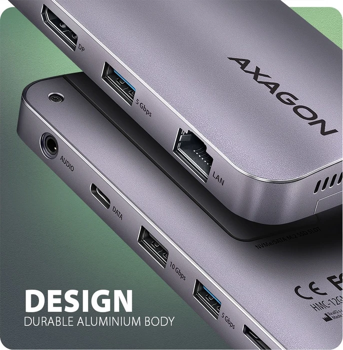 Axagon 12in1 Combo Hub, Dual-Slot-Cardreader, USB-C 3.1 [Buchse]