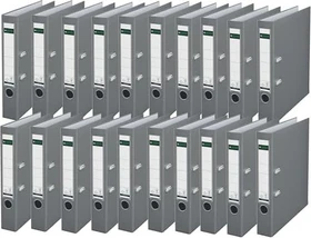 Leitz Qualitäts Ordner 2-Ring 180° Plastik, 50mm, A4, grau, 20er-Pack