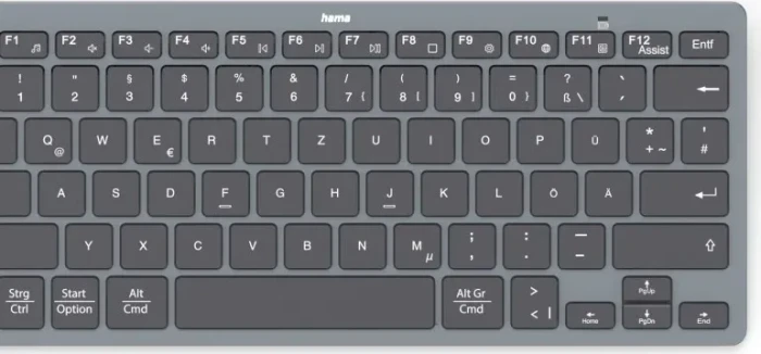 Hama Travel 400 Mini-Tastatur, dunkelgrau/schwarz, Bluetooth, DE