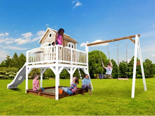 Axi Spielhaus Liam braun/weiß mit Rutsche weiß