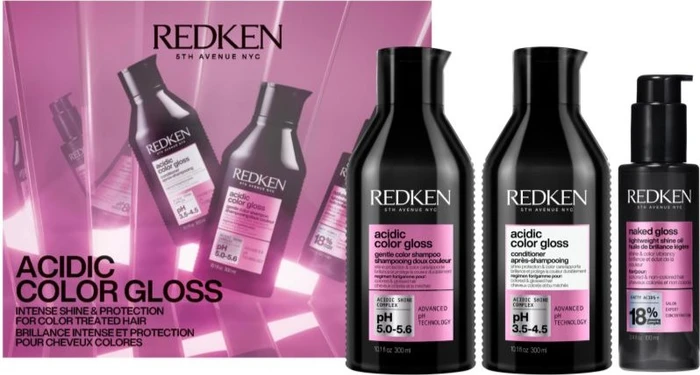 Redken Acidic Color Gloss Shampoo 300ml + Conditioner 300ml + Haaröl 100ml Geschenkset