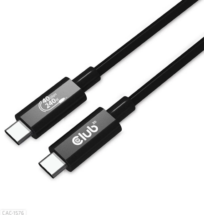 Club 3D USB-C Kabel, USB4 Gen3x2, 40Gb/s, 8K60Hz, 240W PD EPR, USB-C Stecker auf USB-C Stecker, 1m
