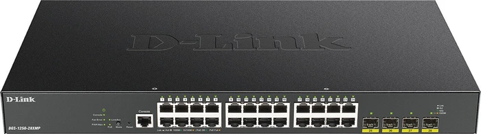 D-Link DGS-1250 Rackmount Gigabit Smart Switch, 24x RJ-45, 4x SFP+, 370W PoE+