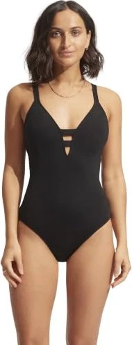 Seafolly Collective Deep V Badeanzug schwarz (Damen)