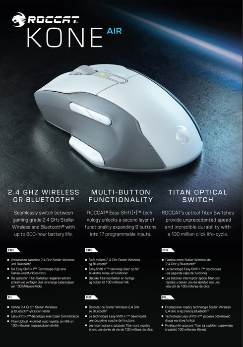 Roccat Kone Air weiß, USB/Bluetooth
