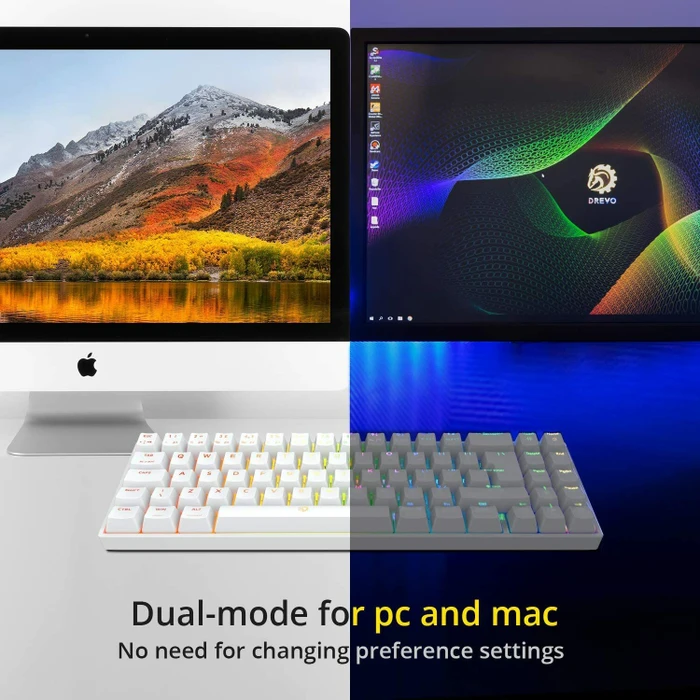 Drevo Calibur V2 TE PC/Mac, LEDs RGB, weiß, MX RGB BROWN, USB, UK