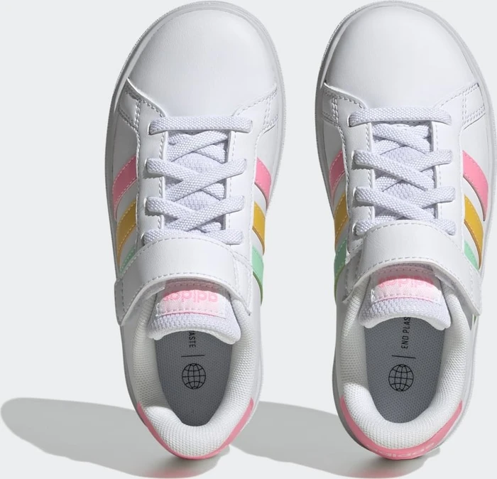 adidas Grand Court Court Elastic Lace and Top Strap cloud white/pulse mint/beam pink (Junior)