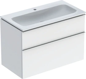 Geberit iCon Set Möbelwaschtisch/Unterschrank 90cm weiß, Korpus: weiß/lackiert hochglanz, Griff: hoch-glanzverchromt
