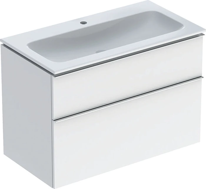 Geberit iCon Set Möbelwaschtisch/Unterschrank 90cm weiß, Korpus: weiß/lackiert hochglanz, Griff: hoch-glanzverchromt