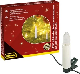 Idena Lichterkette Christbaumkerzen LED 30x warmweiß