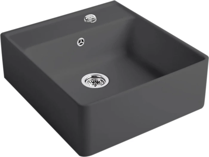 Villeroy & Boch Spülstein Becken mittig mit Ablauffernbedienung graphite