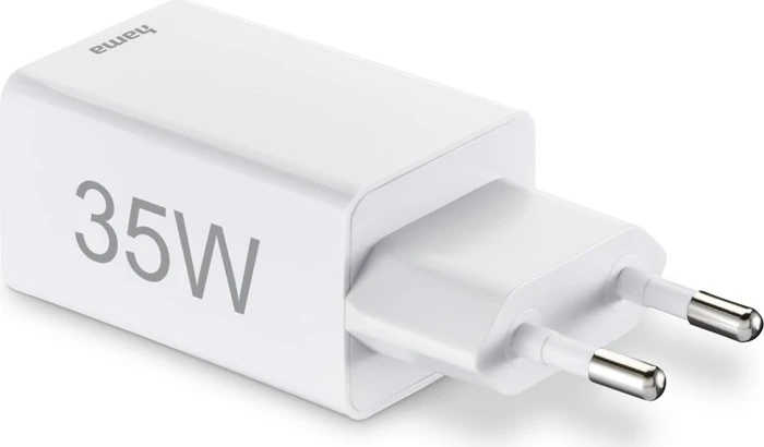 Hama Schnellladegerät 2x USB-C PD/Qualcomm Mini-Ladegerät 35W weiß