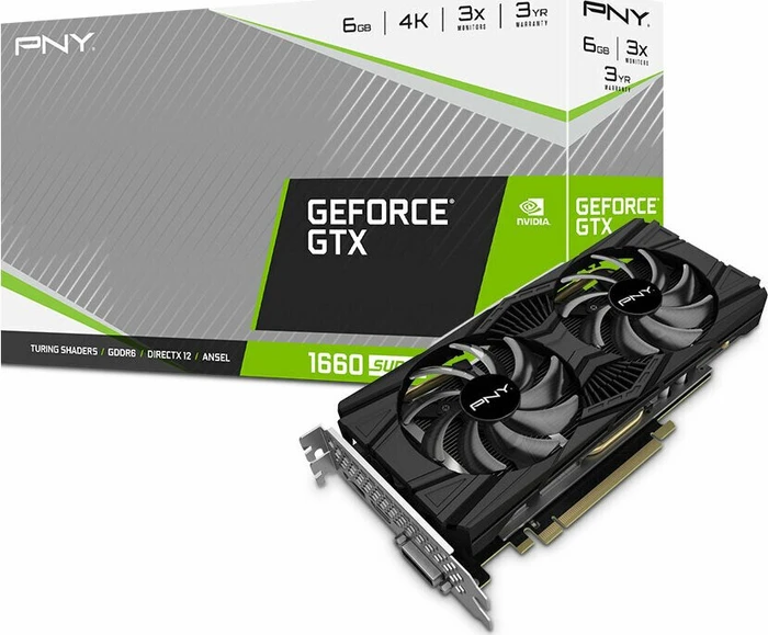 PNY GeForce GTX 1660 SUPER Twin Fan, 6GB GDDR6, DVI, HDMI, DP
