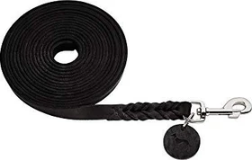 Hunter Solid Education Suchleine für Hunde, Leder, geflochten, robust, weich, 1.1x500cm, schwarz