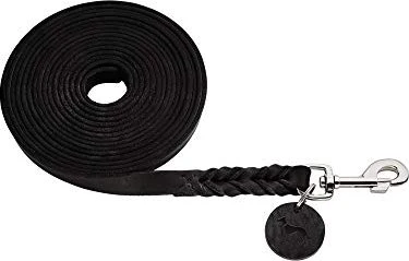 Hunter Solid Education Suchleine für Hunde, Leder, geflochten, robust, weich, 1.1x500cm, schwarz (66099)