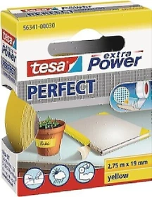 tesa extra Power Perfect gelb, Gewebeband, 19mm/2.75m, 10 Stück