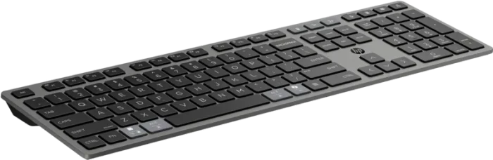 HP 725 Multi-Device Rechargeable Wireless Keyboard, Nightfall Black, grau/schwarz, USB/Bluetooth, DE