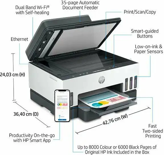 HP Smart Tank 750 Wireless All-in-One, Tinte, mehrfarbig