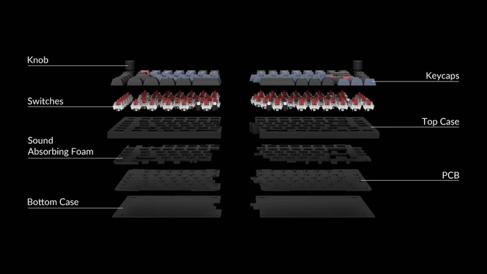 Keychron Q11, 75% Split Design, schwarz/blau, LEDs RGB, hot-swap, Keychron K Pro BROWN, USB, DE