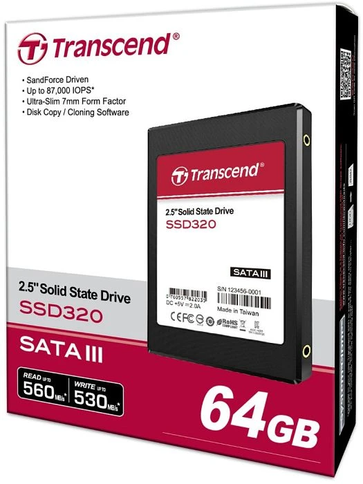 Transcend SSD320 64GB, 2.5" / SATA 6Gb/s