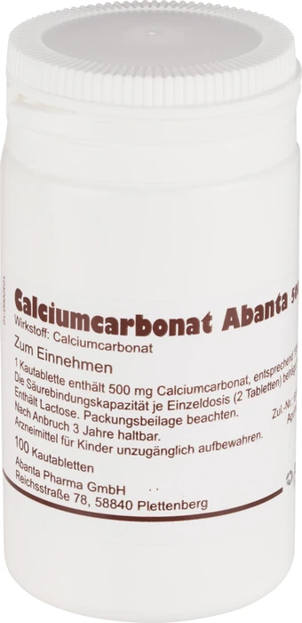 Abanta Calciumcarbonat 500mg Kautabletten, 100 Stück