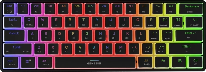 Genesis Thor 660 G2 Wireless, PBT, schwarz, LEDs RGB, Gateron BROWN, USB/Bluetooth, US
