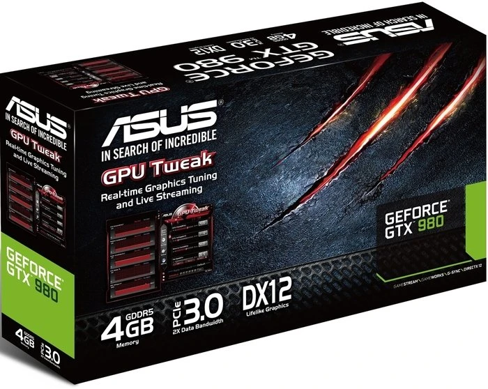 ASUS GeForce GTX 980, GTX980-4GD5, 4GB GDDR5, DVI, HDMI, 3x DP