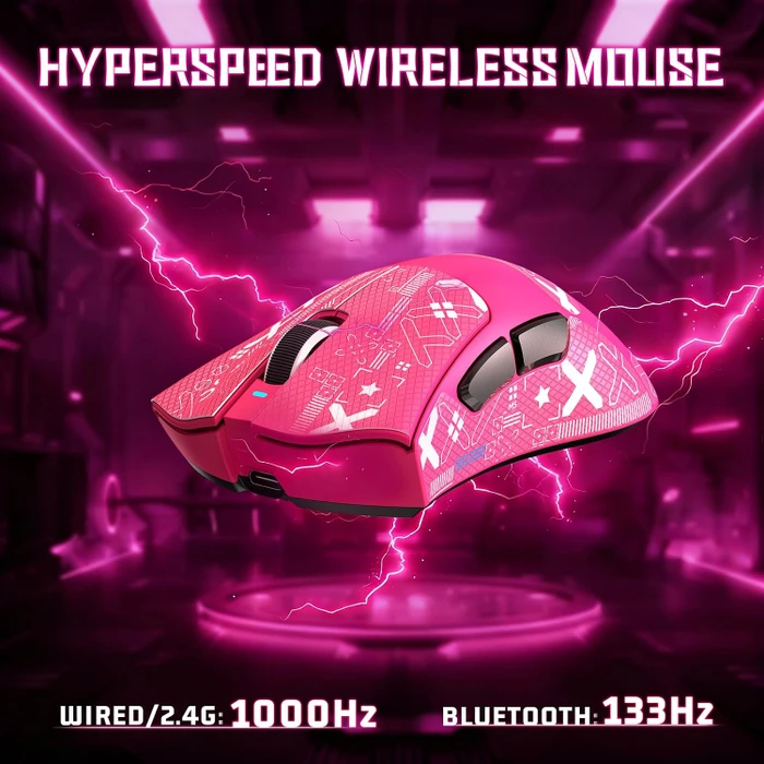Attack Shark V3 Tri-mode Wireless Gaming Mouse, BerryRed, inkl. Grip Tape, USB/Bluetooth