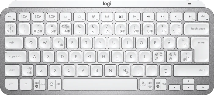 Logitech MX Keys Mini, LEDs weiß, Logi Bolt, Pale Gray, weiß/grau, USB/Bluetooth, ND