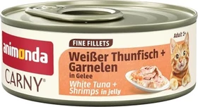 animonda Carny Adult Fine Fillets, mit Weißer Thunfisch und Garnelen in Gelee, 720g (12x 60g)