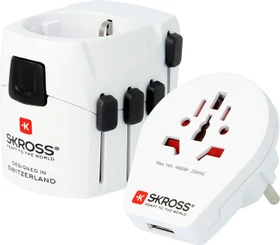 Skross World Travel Adapter Pro World & USB, 1x USB-A