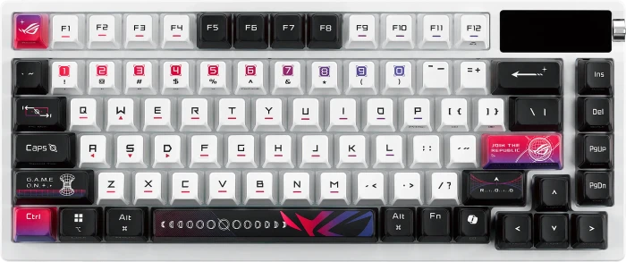 ASUS ROG Azoth X Wireless Gaming Keyboard, PBT, schwarz/weiß, hot-swap, ROG NX SNOW V2, USB/Bluetooth, DE