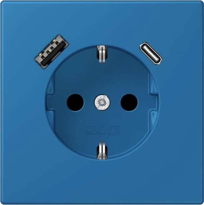 Jung Serie LS SCHUKO-Steckdose mit USB-Ladegerät Safety+, bleu céruléen 31