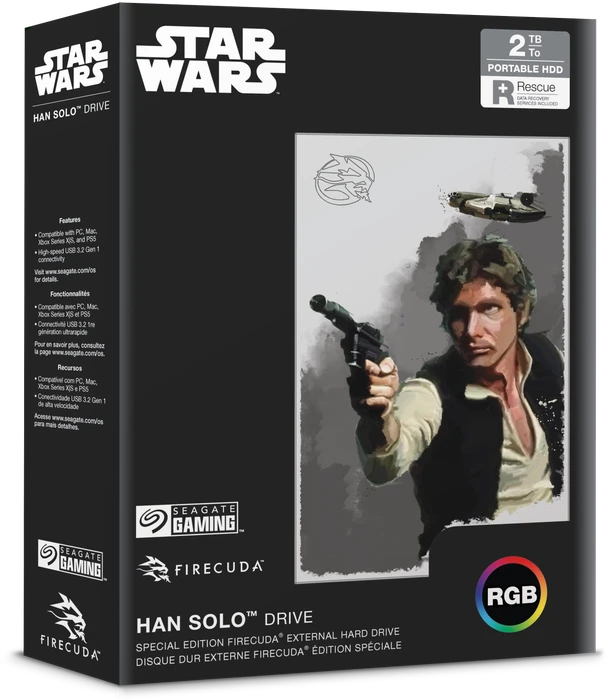 Seagate FireCuda Gaming HDD - Han Solo Special Edition, 2TB, +Rescue, USB 3.0 Micro-B