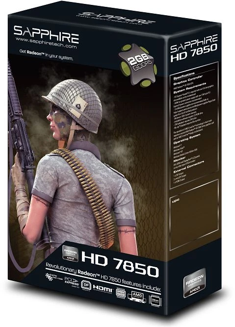 Sapphire Radeon HD 7850, 2GB GDDR5, DVI, HDMI, 2x mDP, lite retail