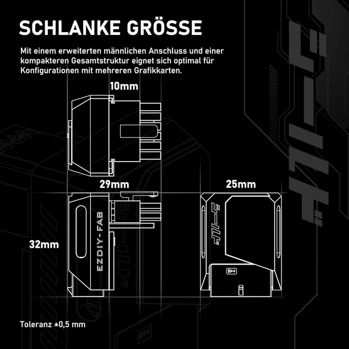 EZDIY-FAB 12V-2x6 Winkeladapter 90°, Variante STD, Sense-Pins an der Unterseite, violett
