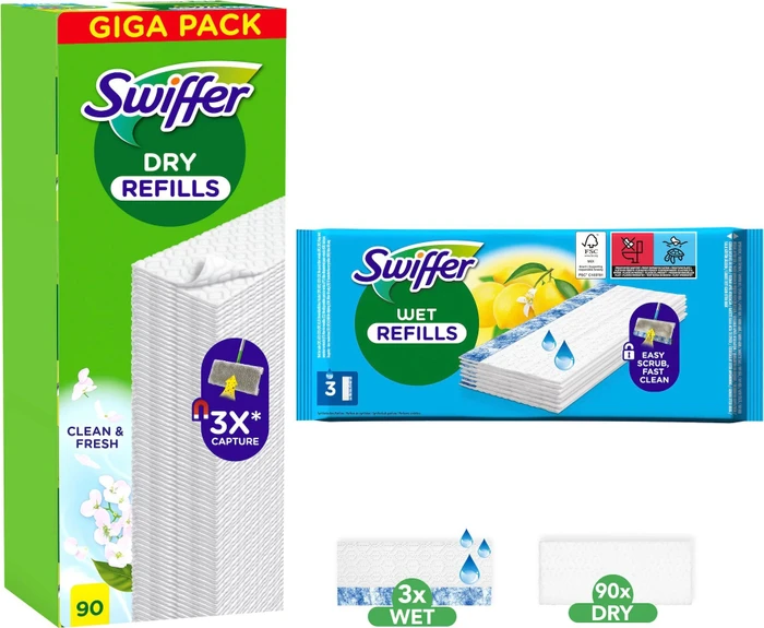 Swiffer Dry Bodentücher Clean & Fresh Nachfüllpack, 93 Stück