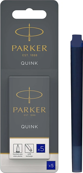 Parker Quink Großraum-Tintenpatrone blau, 5er-Pack, Blister