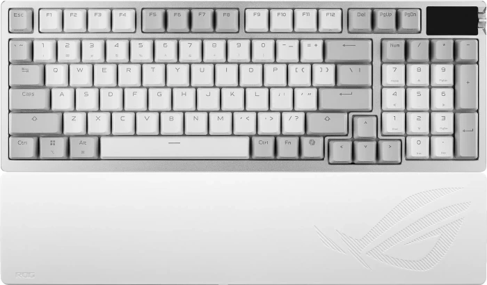 ASUS ROG Azoth 96 HE Gaming Keyboard, White, hot-swap, ROG HFX V2 Magnetic, USB/Bluetooth, DE