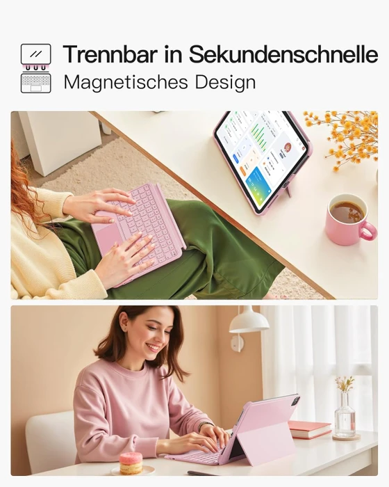 Inateck Ultraleicht Tastatur für iPad Air 6/iPad Air 5/iPad Pro 11", pink, DE