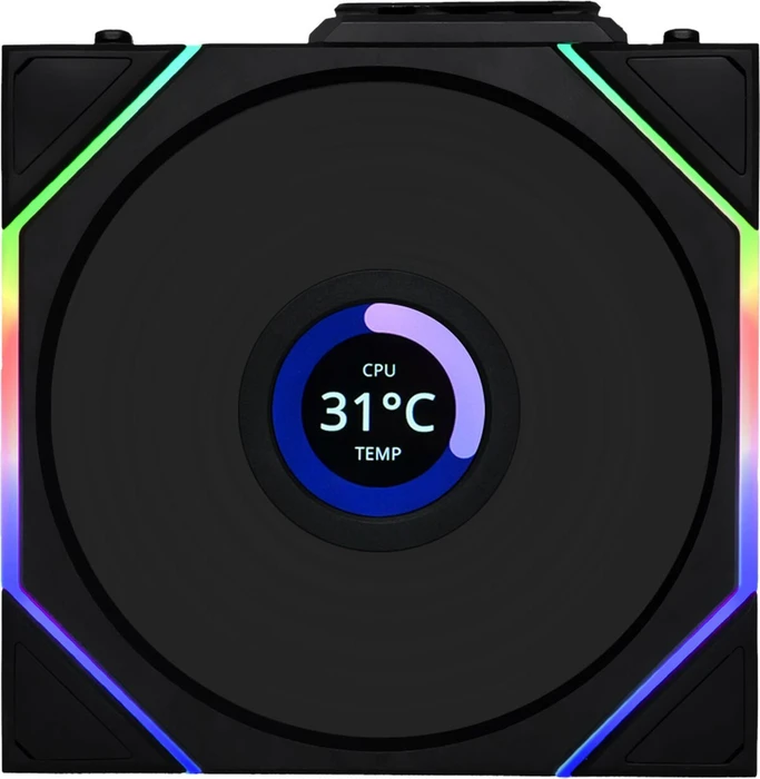 Lian Li Uni Fan TL LCD Wireless 120 RGB, schwarz, LED-Steuerung, 120mm, 3er-Pack
